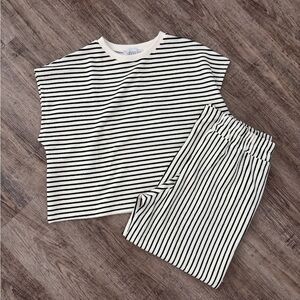 Black and White Striped Women's Set